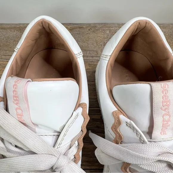 See By Chloe Sevy Shoes Womens 39 White Leather Low Top Sneakers Sevy Calfskin
