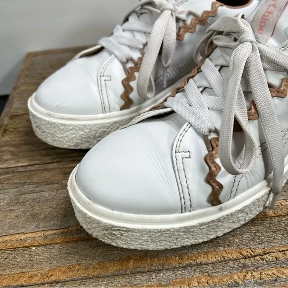 See By Chloe Sevy Shoes Womens 39 White Leather Low Top Sneakers Sevy Calfskin