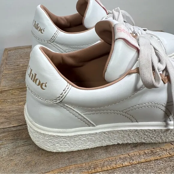 See By Chloe Sevy Shoes Womens 39 White Leather Low Top Sneakers Sevy Calfskin