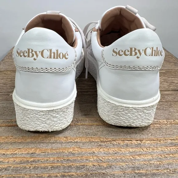 See By Chloe Sevy Shoes Womens 39 White Leather Low Top Sneakers Sevy Calfskin