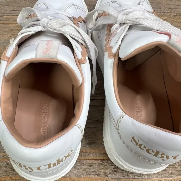 See By Chloe Sevy Shoes Womens 39 White Leather Low Top Sneakers Sevy Calfskin