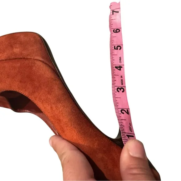 Sergio Rossi Shoes Cachet Peep Toe Platform Pumps Dark Orange Suede $730 38