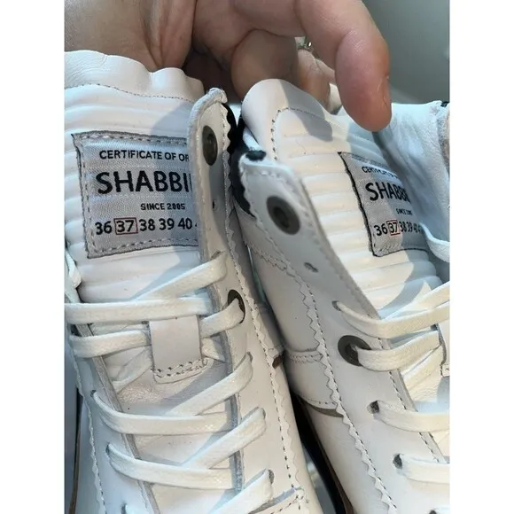 Shabbies Amsterdam womans sz 6.5 7.5 uk 37 38 white black hightop sneakers fdlb