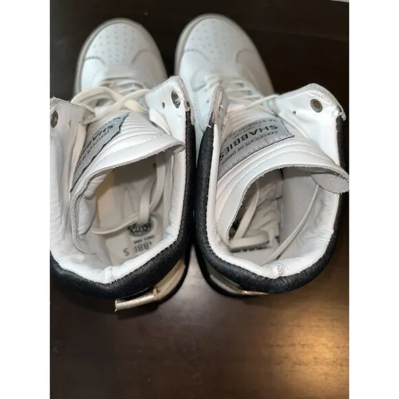 Shabbies Amsterdam womans sz 6.5 7.5 uk 37 38 white black hightop sneakers fdlb