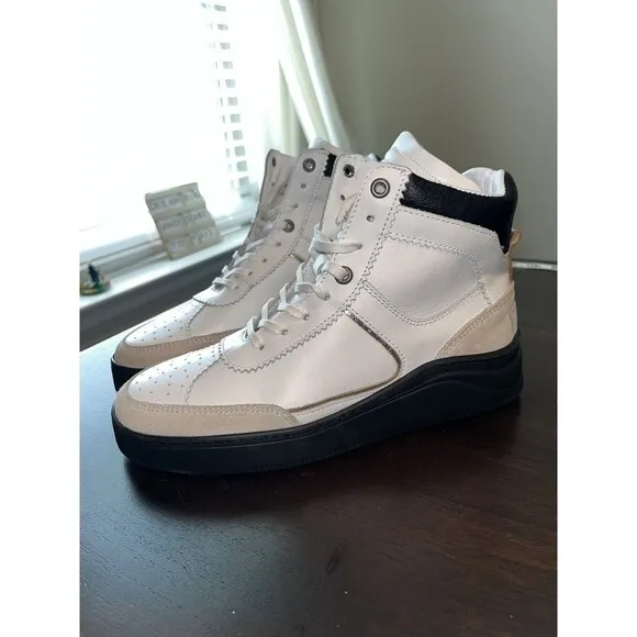 Shabbies Amsterdam womans sz 6.5 7.5 uk 37 38 white black hightop sneakers fdlb