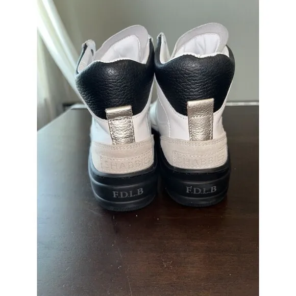 Shabbies Amsterdam womans sz 6.5 7.5 uk 37 38 white black hightop sneakers fdlb