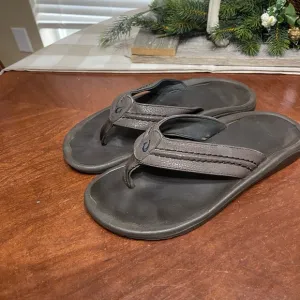 Shoes OluKai HOKUA Water Resistant Flip Flop Sandals 10161-6363 DARK WOOD 10