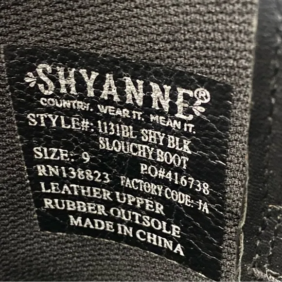 Shyanne Shy Slouch Cowboy Boots Women's Size 9 Shoes Black Leather 1131BL
