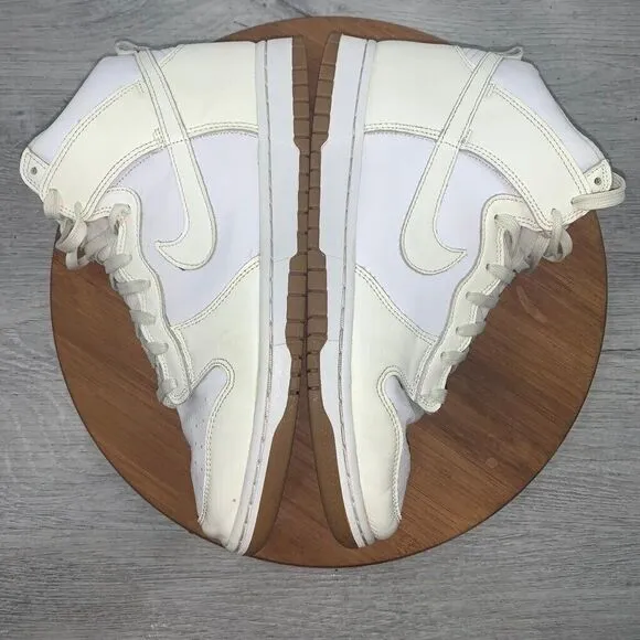 Size 10 Nike Dunk High Sail Gum White Leather Women's Shoes Sneakers DD1869-109