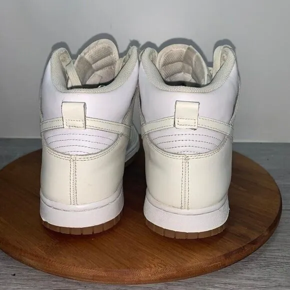 Size 10 Nike Dunk High Sail Gum White Leather Women's Shoes Sneakers DD1869-109