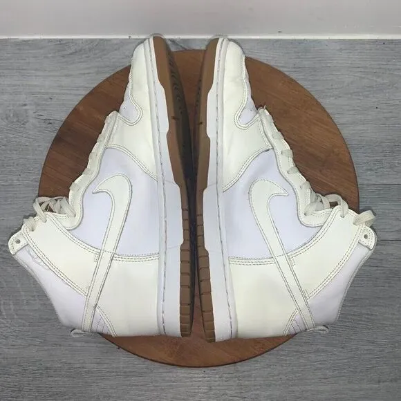 Size 10 Nike Dunk High Sail Gum White Leather Women's Shoes Sneakers DD1869-109