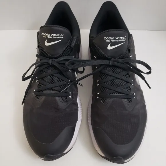 Size 12 Men's Nike Zoom Winflo Black White Running Shoes Sneakers