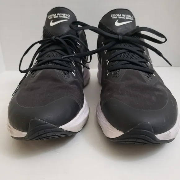 Size 12 Men's Nike Zoom Winflo Black White Running Shoes Sneakers