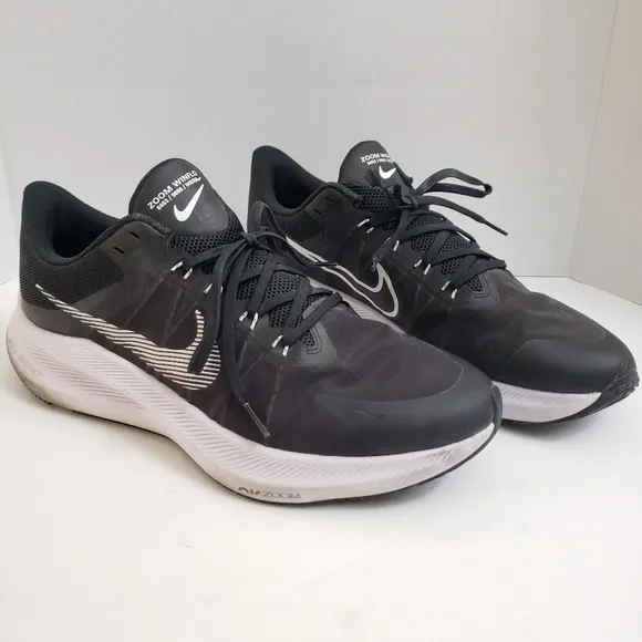 Size 12 Men's Nike Zoom Winflo Black White Running Shoes Sneakers