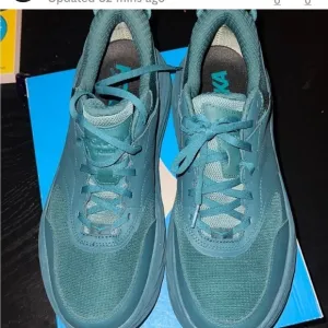 Size 13 Hoka Unisex Bondi L Leather GTX GoreTex U Teal Blue Cushioned Sneakers
