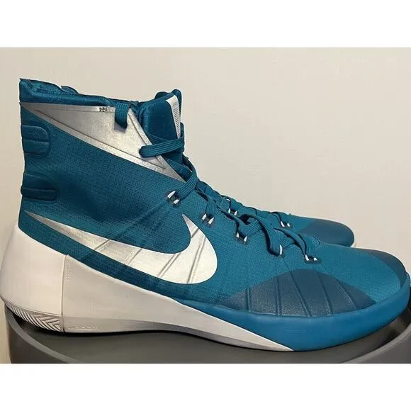 Size 18 - Men's Nike Hyperdunk 2015 Zoom Basketball High Top TB Teal Silver