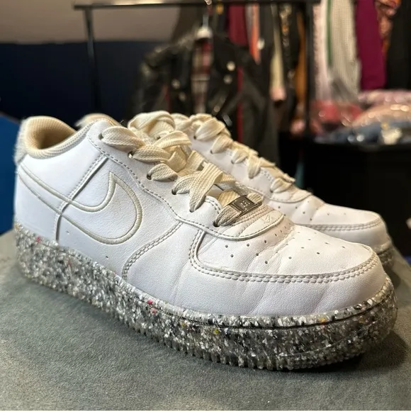 Size 7Y - Nike Air Force 1 Low Recycled Wool Pack‎ - White