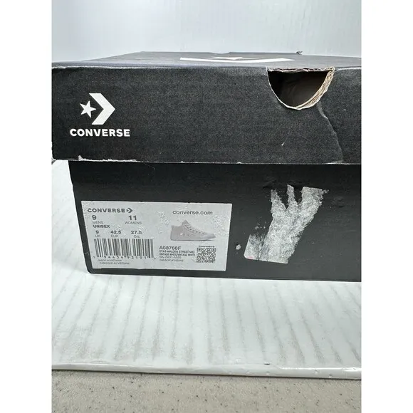 Size 9 Mens Converse CTAS Malden Street Mid Top Shoes Vintage White Sneakers