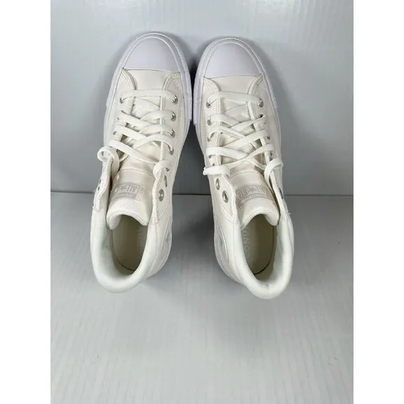Size 9 Mens Converse CTAS Malden Street Mid Top Shoes Vintage White Sneakers