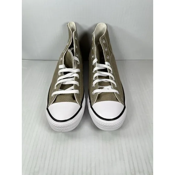 Size 9 Mens Converse CTAS Patch Hi Top Jacquard Sneaker Shoes Army Olive Green