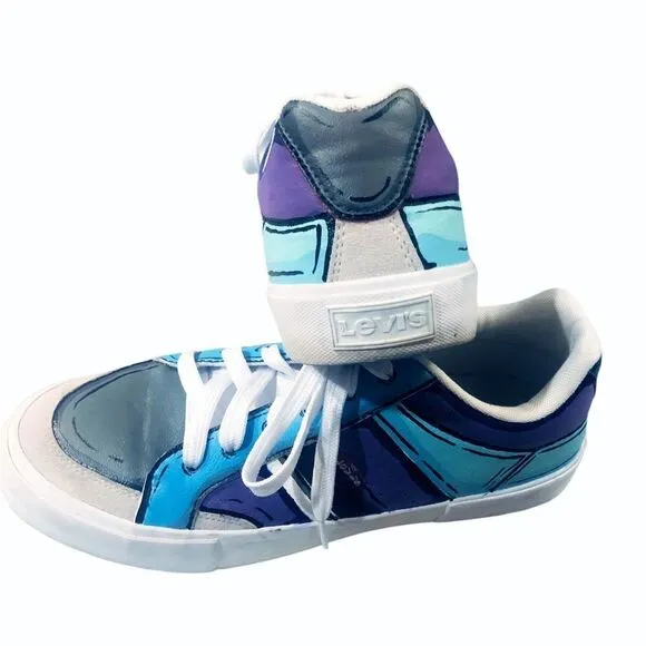Size 9 Men’s Painted Retro Comic Levi Canvas Shoes