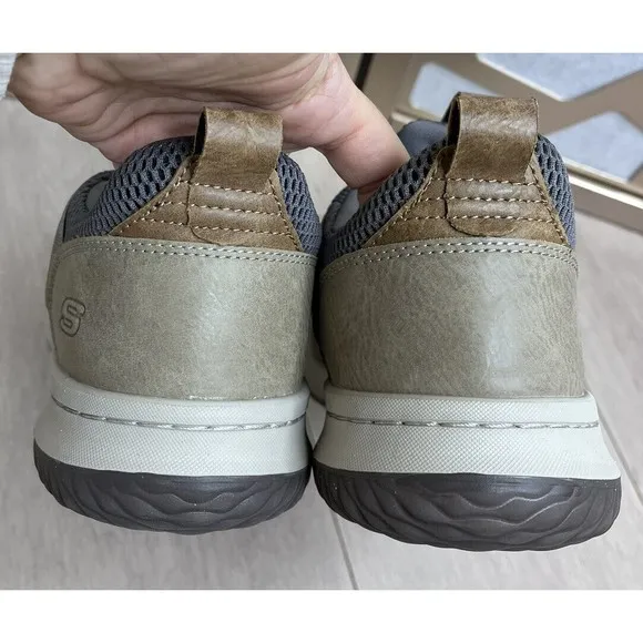 Skechers Delson Camben Men Sneakers Shoes 10 Taupe Slip On Memory Foam Insole