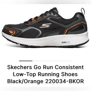 Skechers GOrun Consistent Low-Top Running Shoes Black/Orange-Mens Size 8