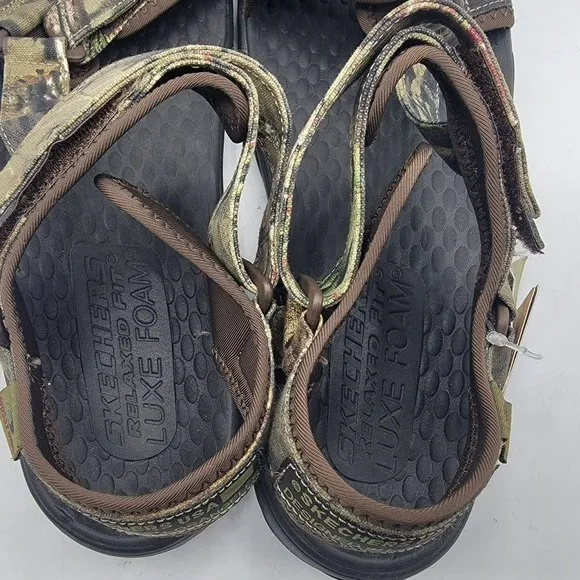 Skechers Relaxed Fit Mens Size 14 Brown Camo Lomell Rip Tide Sandals 204351