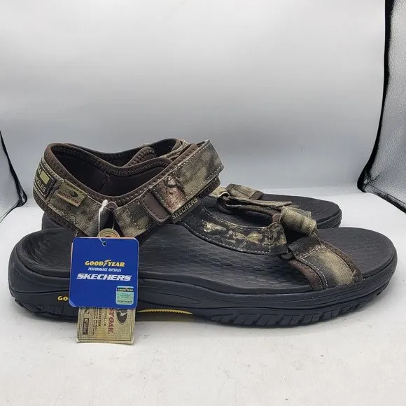 Skechers Relaxed Fit Mens Size 14 Brown Camo Lomell Rip Tide Sandals 204351