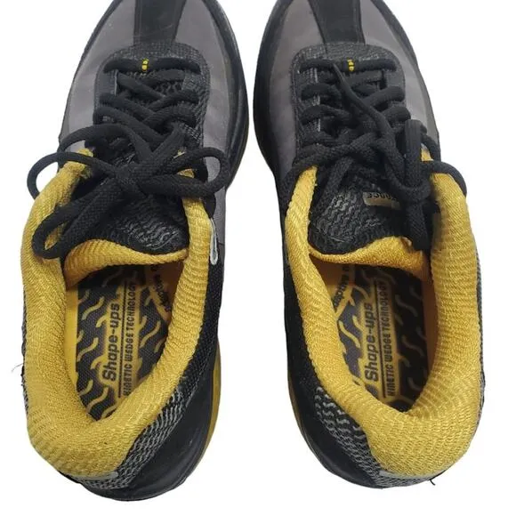 Skechers Resistance Shape Ups SRR Black Yellow BKYL Walking Comfort Shoes Sz 8.5