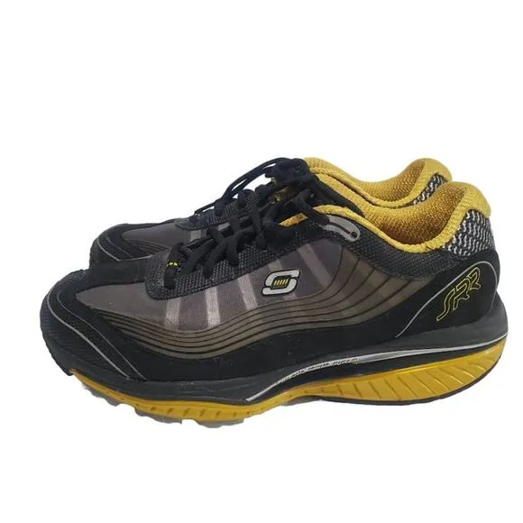 Skechers Resistance Shape Ups SRR Black Yellow BKYL Walking Comfort Shoes Sz 8.5