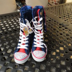 SKECHERS Twinkle Toes Light Up High Top Super Hero Shoes Size 2 NWT!!!