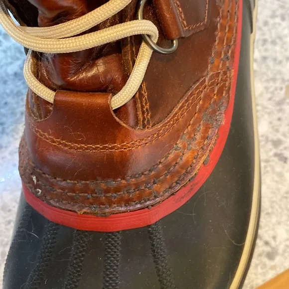 Sorel Caribou Burro Boots Brown Wool Lining NM1873-282 Waterproof Mens 8
