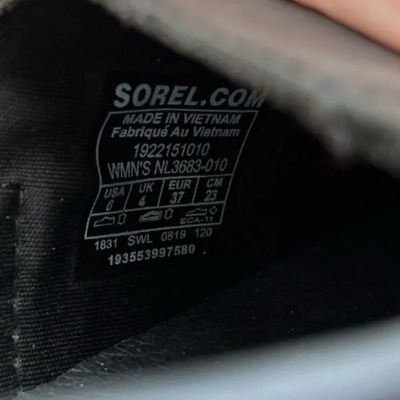 Sorel Ella Waterproof Leather Slide Shoes Black Size 6