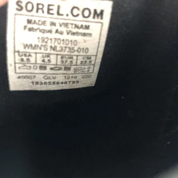 SOREL Harlow Ankle Boots Waterproof Leather NL3735-010 Zip Womens Size 6.5 Black