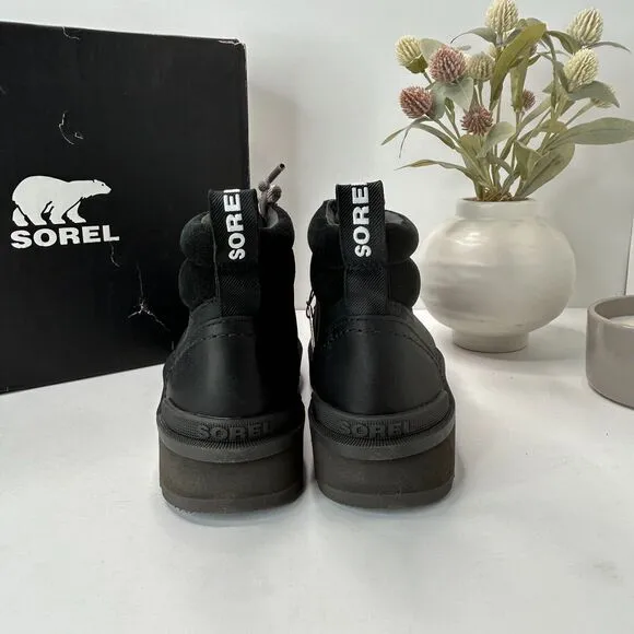 Sorel Hi-Line Waterproof Hiker Lace Up Boot Black/Jet Women's 7 NWB