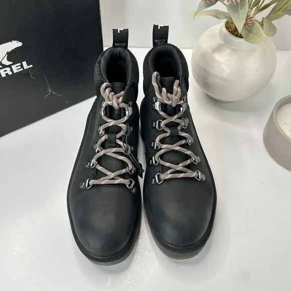 Sorel Hi-Line Waterproof Hiker Lace Up Boot Black/Jet Women's 7 NWB