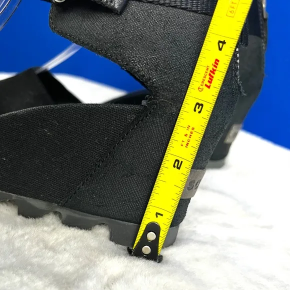 |•SOREL•| Joanie II Sandals Platform Wedge Open-Toe Leather Black Size 9