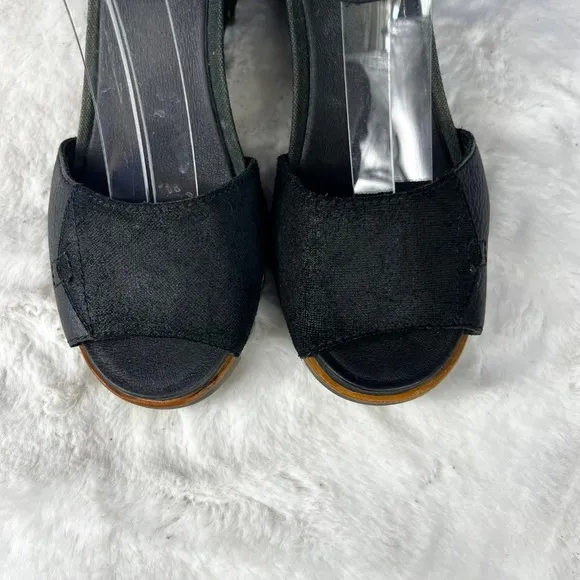 |•SOREL•| Joanie II Sandals Platform Wedge Open-Toe Leather Black Size 9