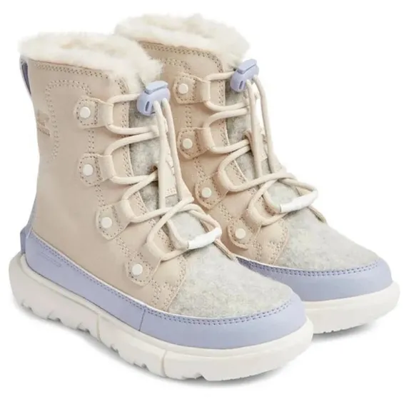 Sorel kids girls Toddlers Explorer Lace Waterproof Boots, Natural Twilight shoes