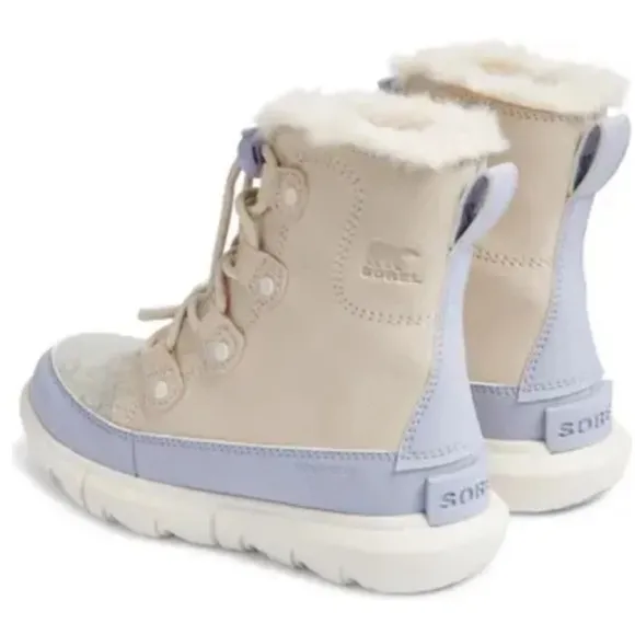 Sorel kids girls Toddlers Explorer Lace Waterproof Boots, Natural Twilight shoes