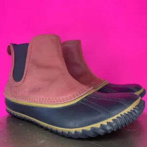 Sorel Out N' About Waterproof Red Leather Chelsea Duck Boot Sz 9.5