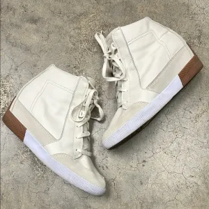 Sorel White and Brown High-Top Sneakers with Quilted Design