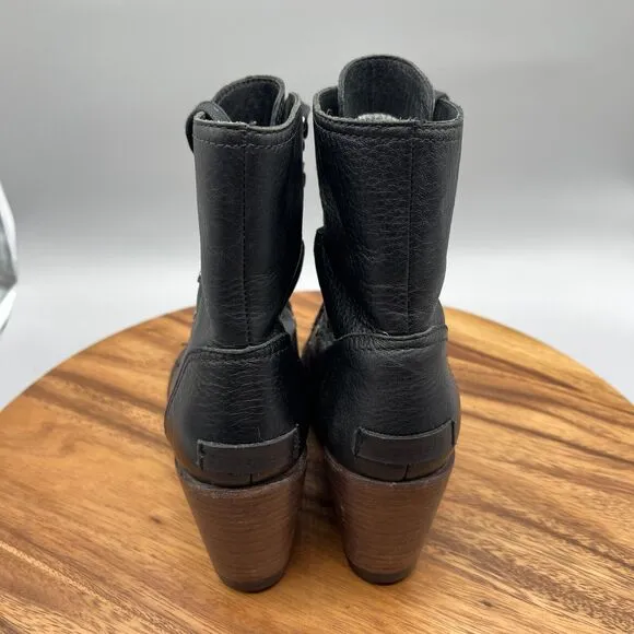 Sorel Womens 6.5 After Hours Wedge Boot Lace Up Leather Waterproof Wood Heel