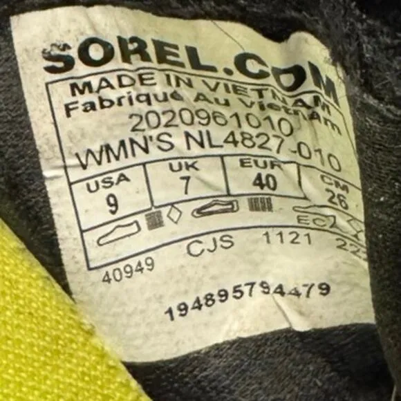 Sorel Women's Low Top Kinetic Breakthru Tech Lace Sneaker Shoes Black Sz 9
