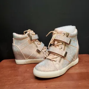 Sparkle High Top Wedge Sneakers Rhinestone Debby Rose Crystal Size 6 M