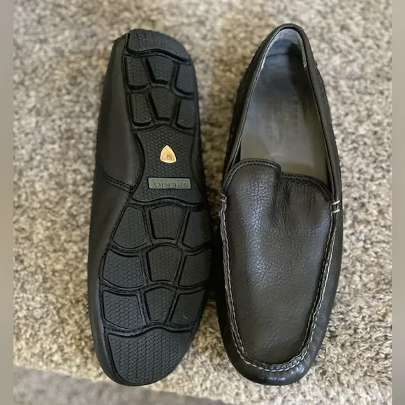 Sperry Gold Cup Venetian with ASV Men 10M Black Leather Casual Driver Shoes