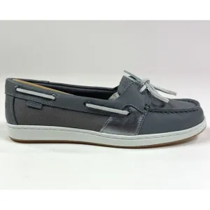 Sperry Top-Sider Coastfish 1-Eye Gray White Womens Memory Foam Boat Shoes