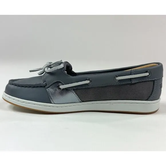 Sperry Top-Sider Coastfish 1-Eye Gray White Womens Memory Foam Boat Shoes