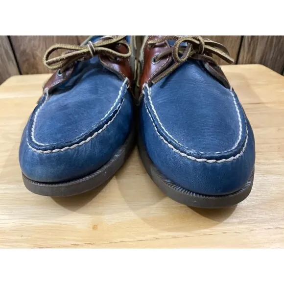 Sperry Top Sider Dark Blue &amp; Brown Men Boat Shoes Sz 10.5